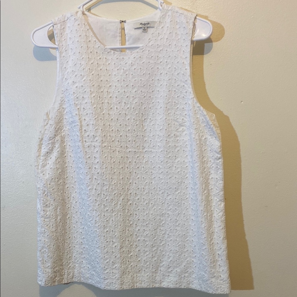 Rafaella White Boxy Tank Top with Round Neckline